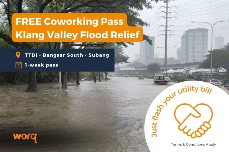 WORQ is providing flood relief with free coworking pass
