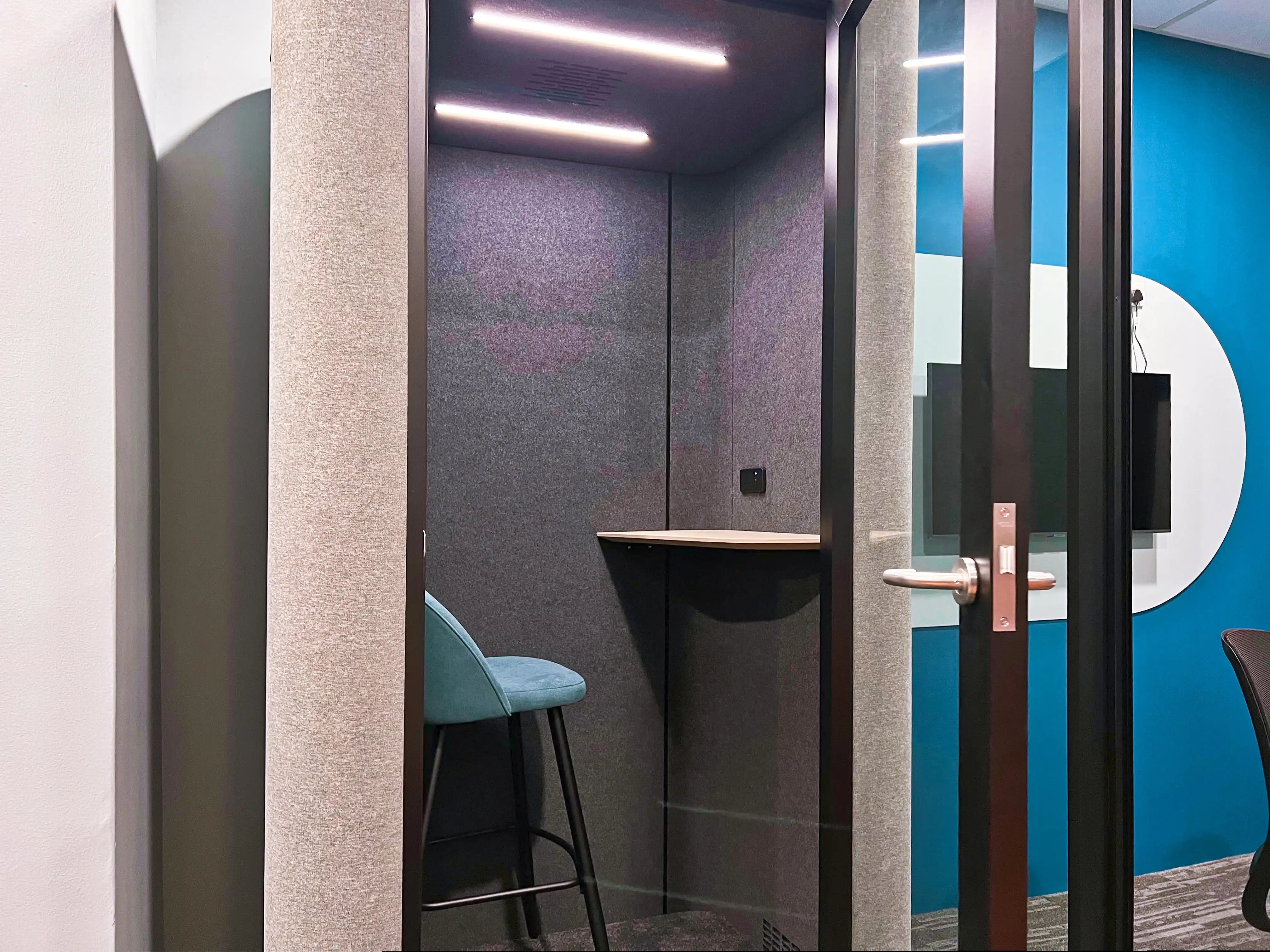 Soundproof phone booths at WORQ