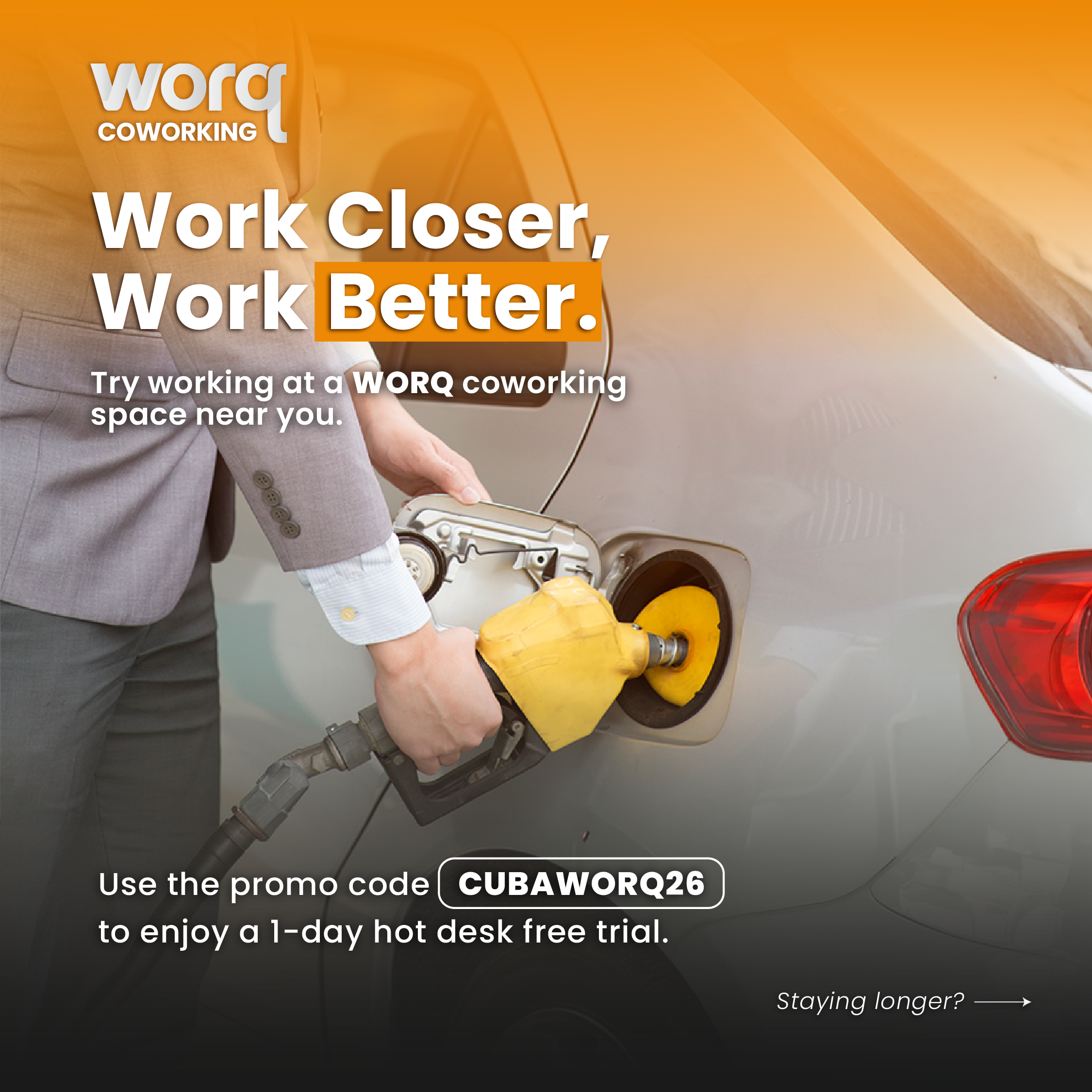 Work Closer, Work Better: Try WORQ with a 1-Day Free Hot Desk Trial.
