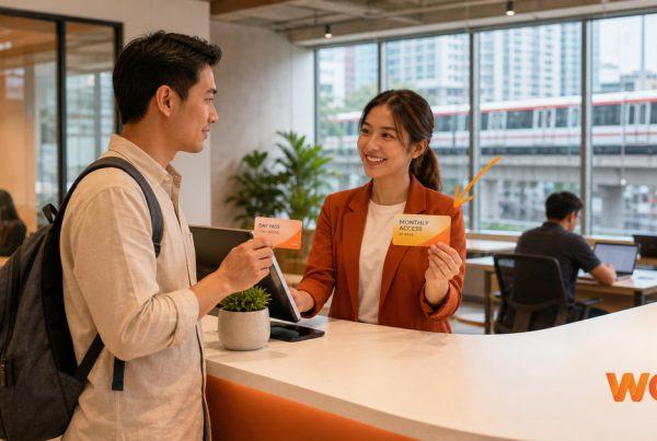 Coworking space KL member receiving an access card at WORQ